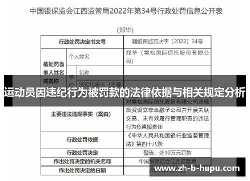 运动员因违纪行为被罚款的法律依据与相关规定分析